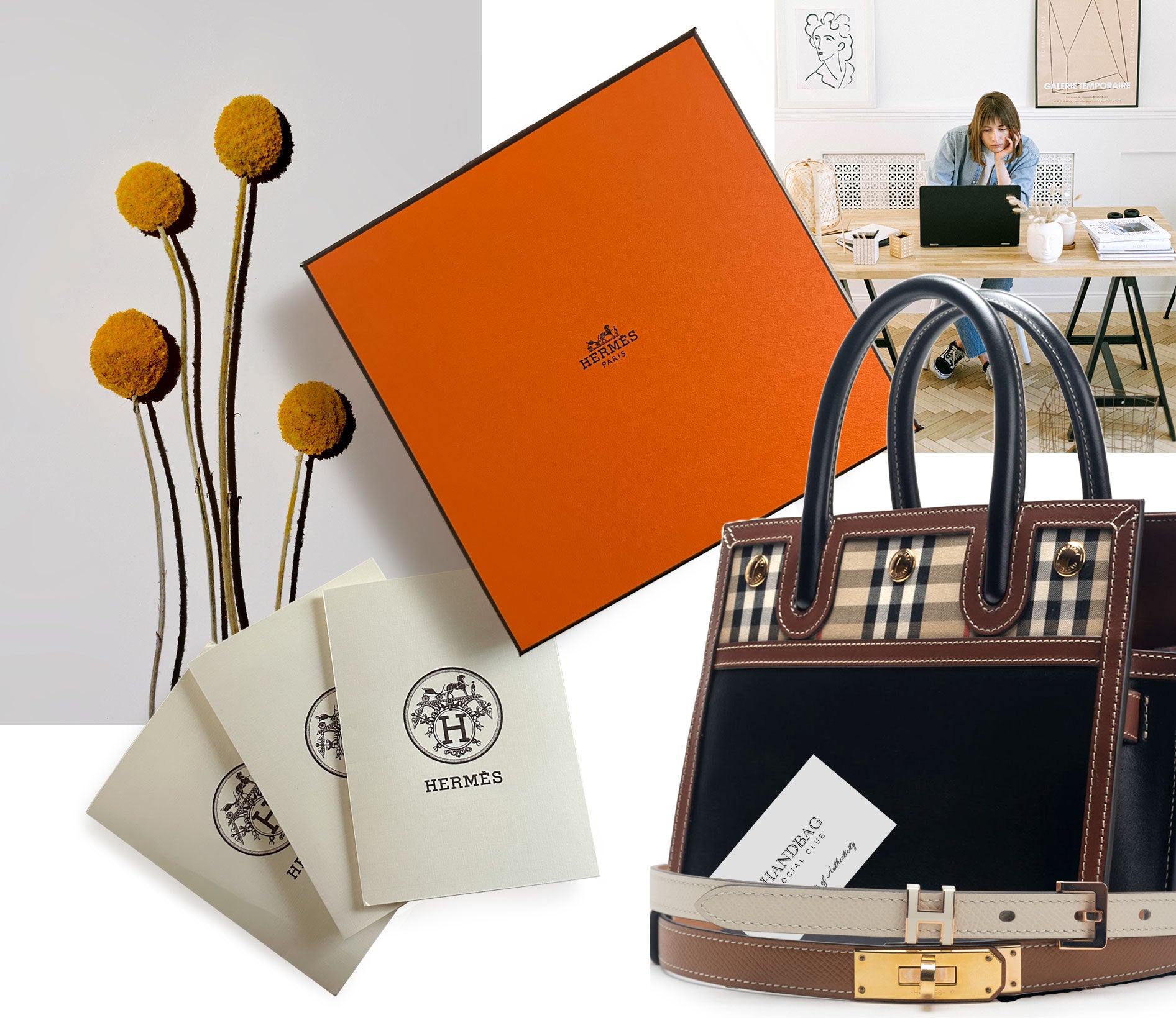 Hermes orange box, Hermes receipts, Burberry Mini Title Bag, Hermes Kelly Belt, Hermes Pop H 15 Belt