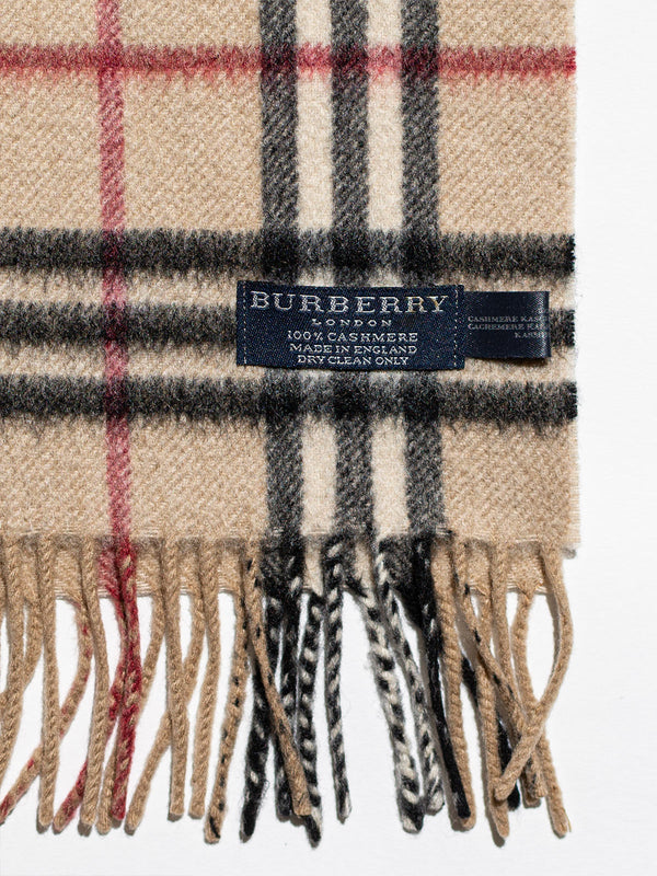 Burberry Narrow Check Cashmere Scarf