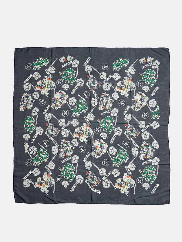 Chanel Camellia Silk Scarf 90