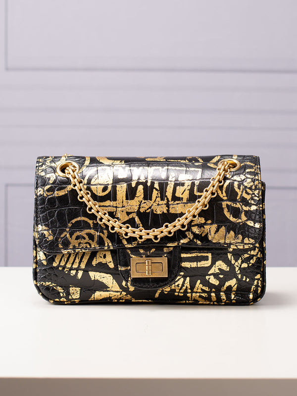 Chanel Mini Reissue 2.55 Graffiti Croc Embossed Flap Bag