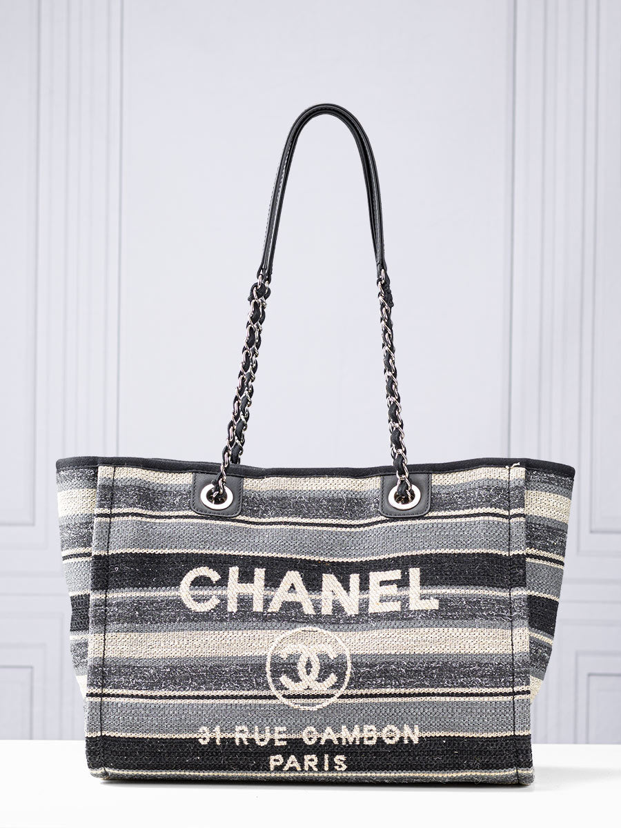 Chanel Small Striped Deauville Shopping Tote