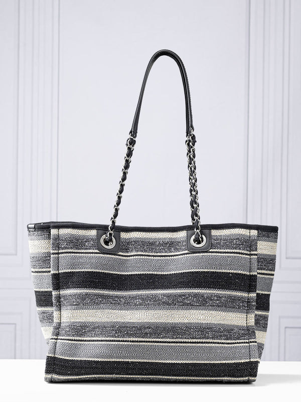 Chanel Small Striped Deauville Shopping Tote