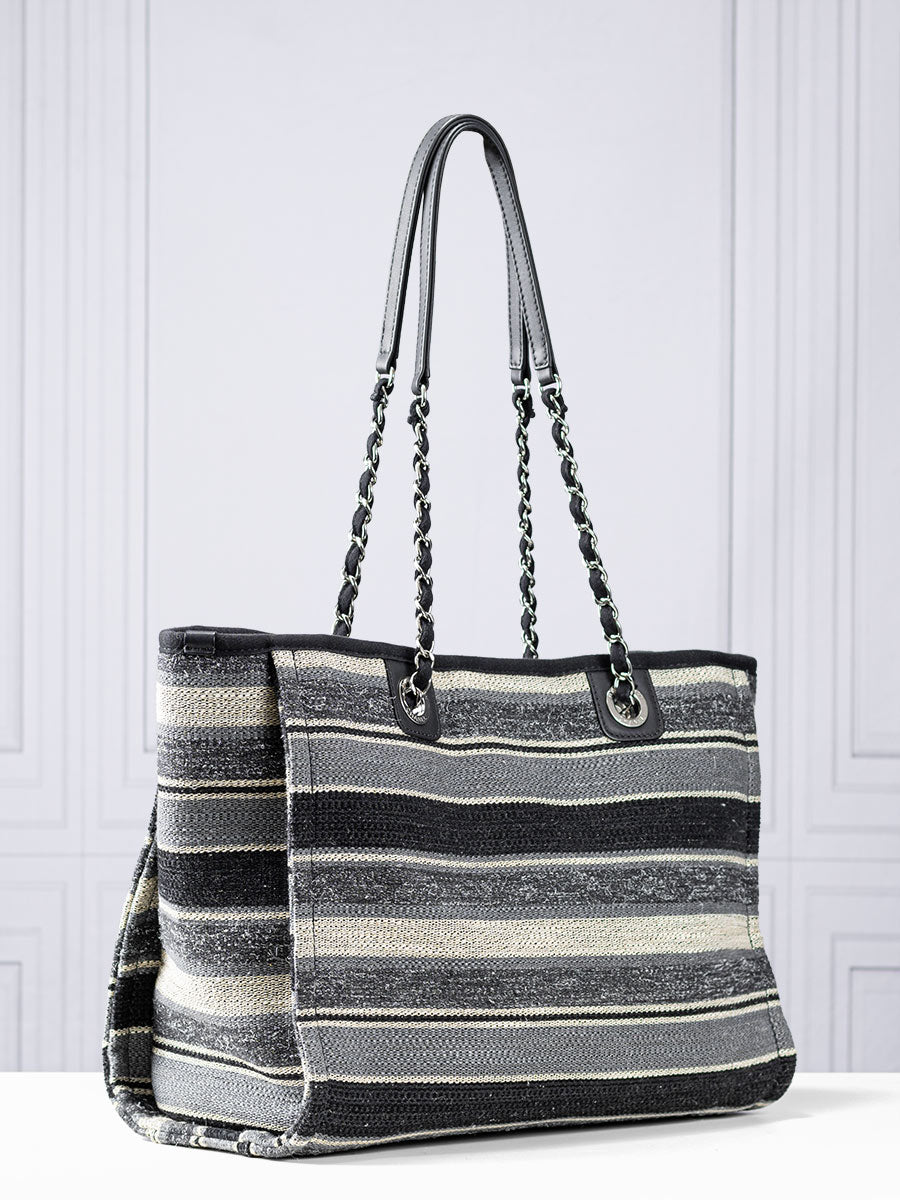 Chanel Small Striped Deauville Shopping Tote