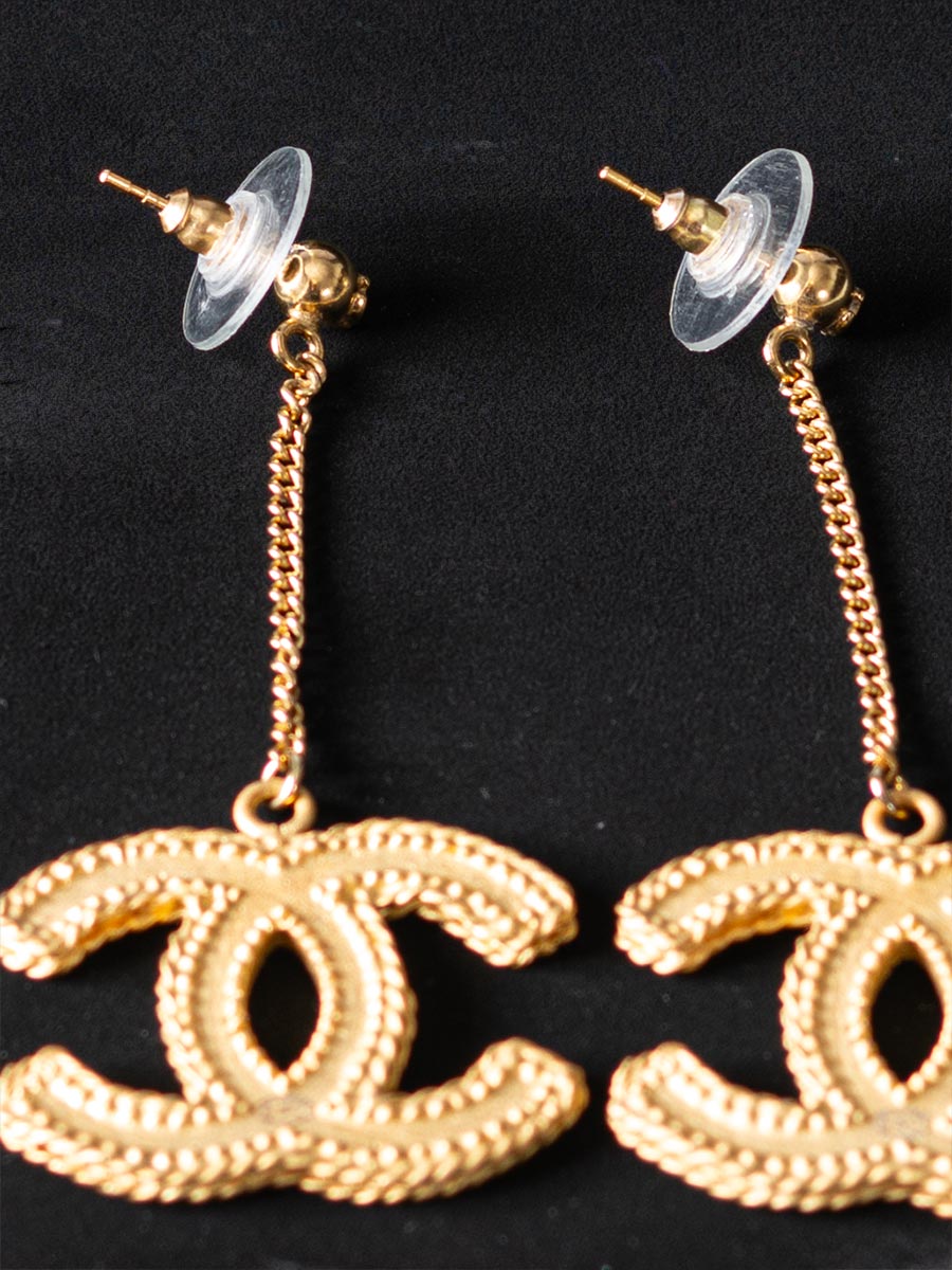 Chanel Gold Plated CC Earrings