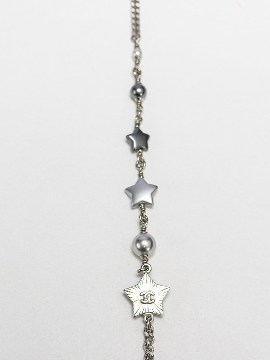 Chanel Faux Pearl Multistrand CC Star Station Necklace