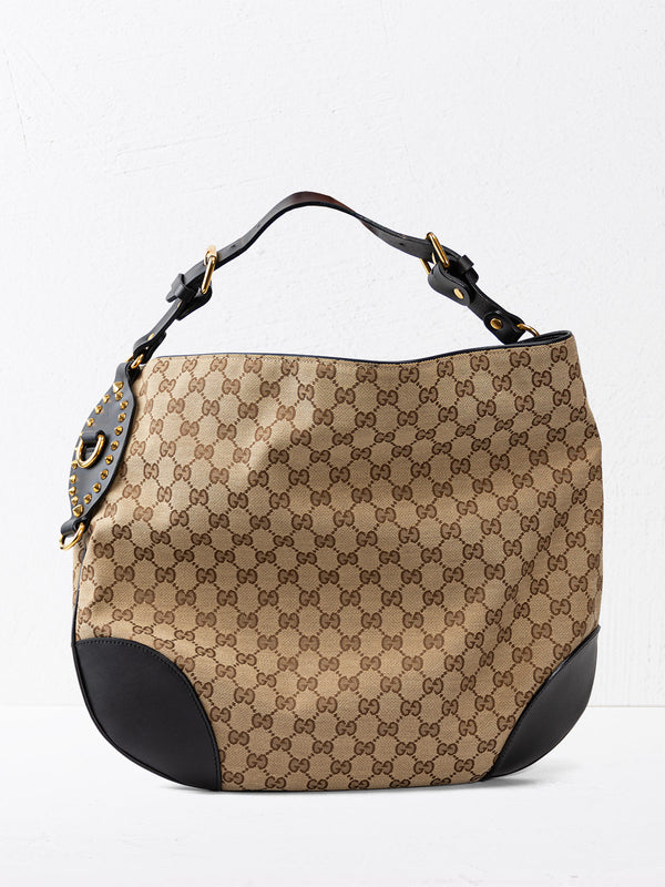 Gucci Monogram Studded Patti Hobo