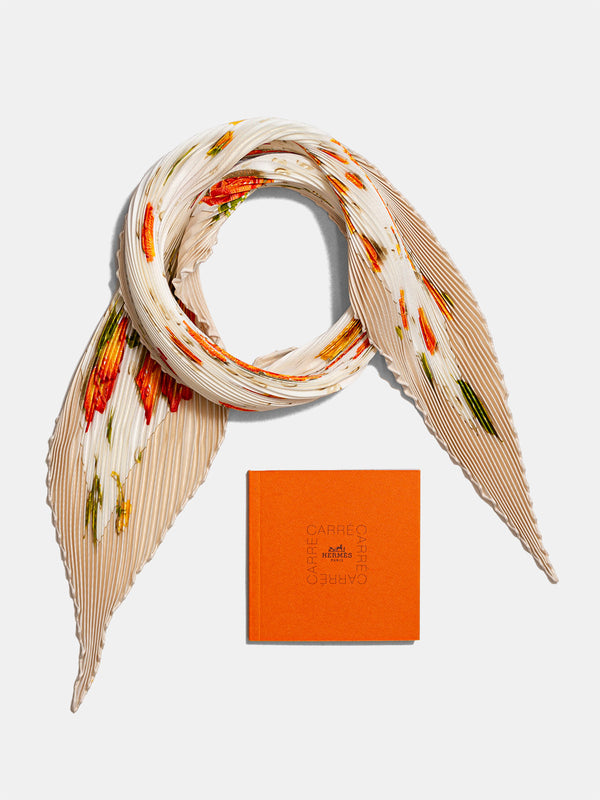 Hermès “La Rosee” Pleated Scarf 90