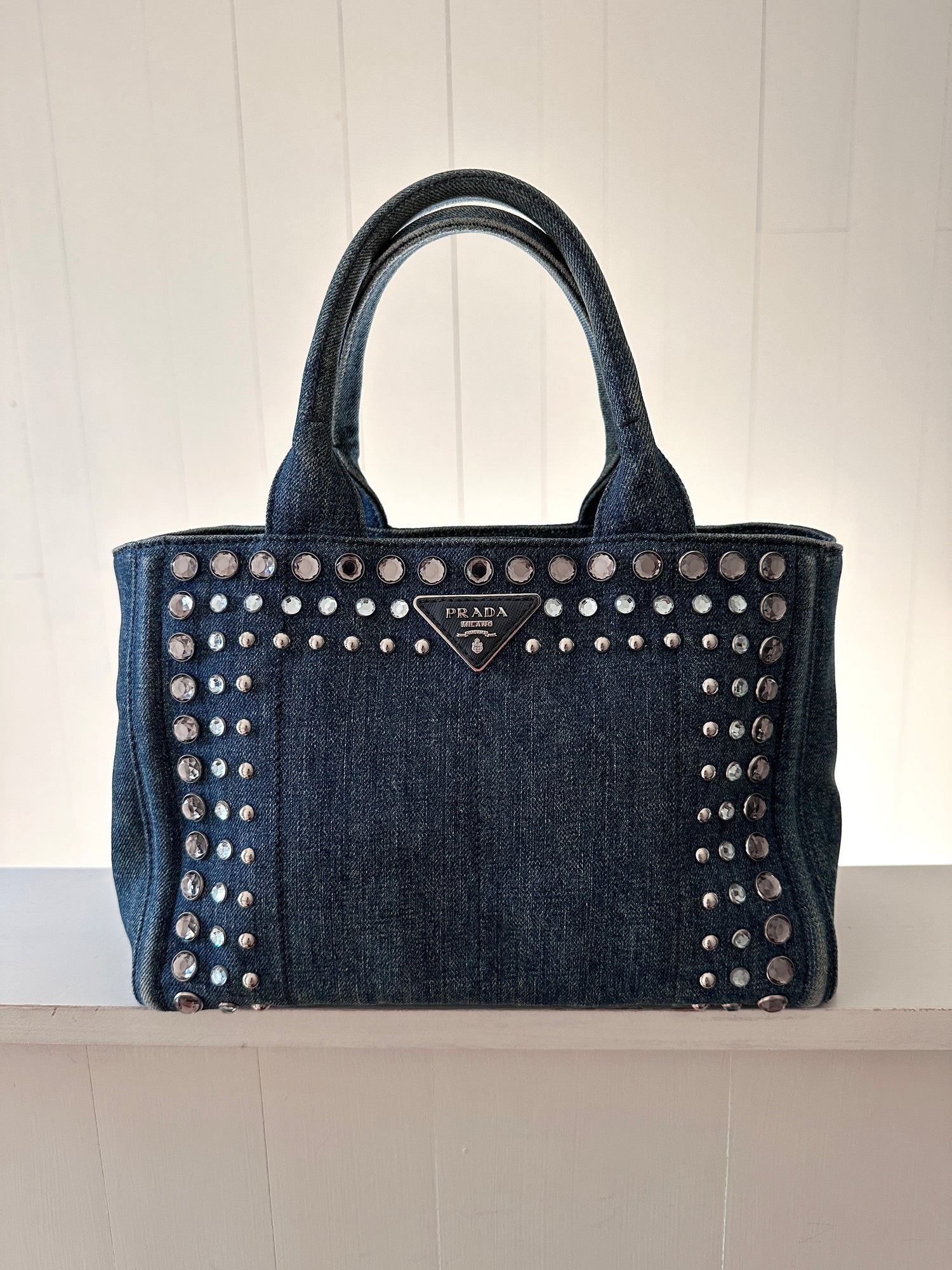 Prada Bijoux Small Denim Tote