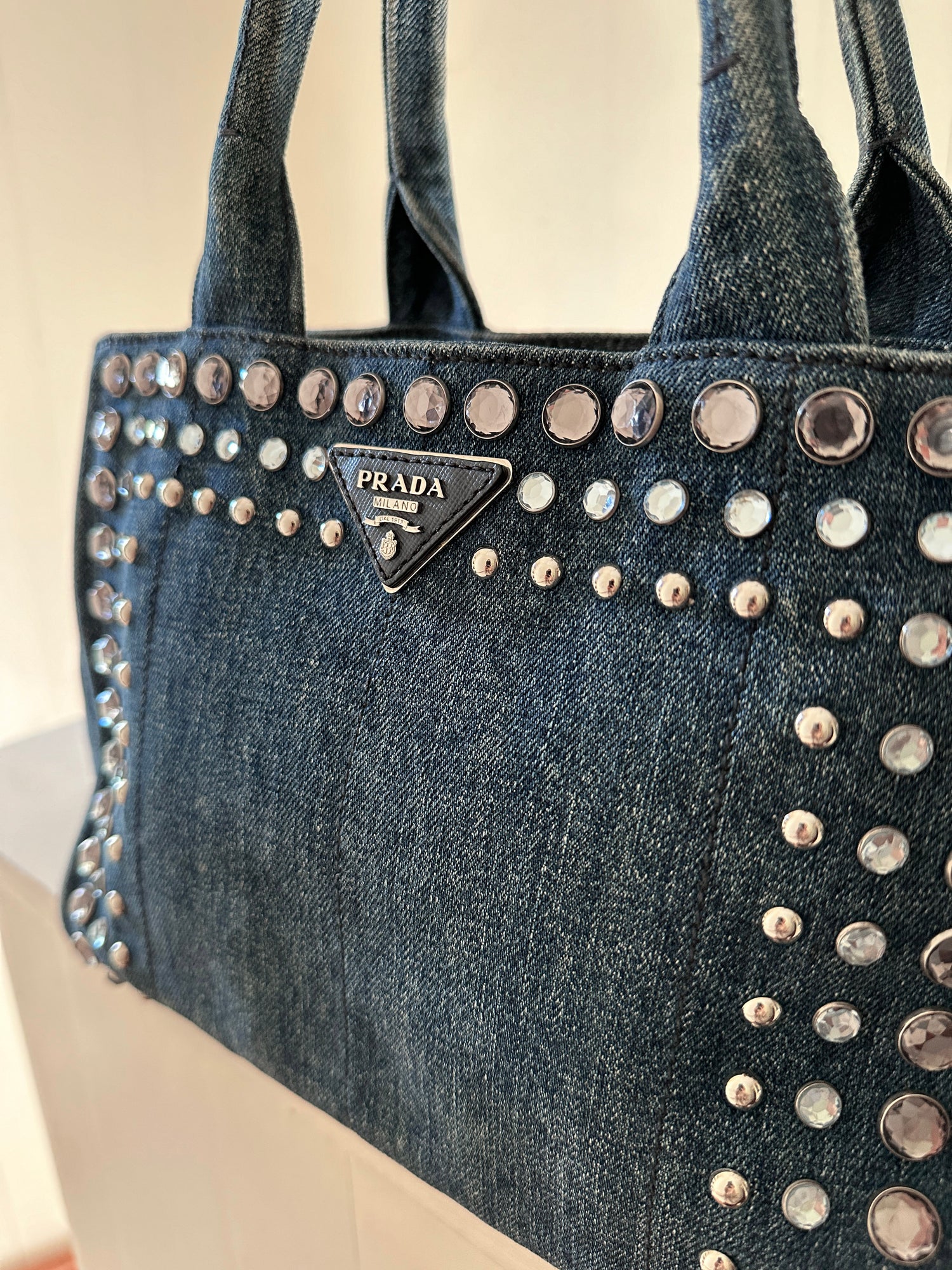 Prada Bijoux Small Denim Tote