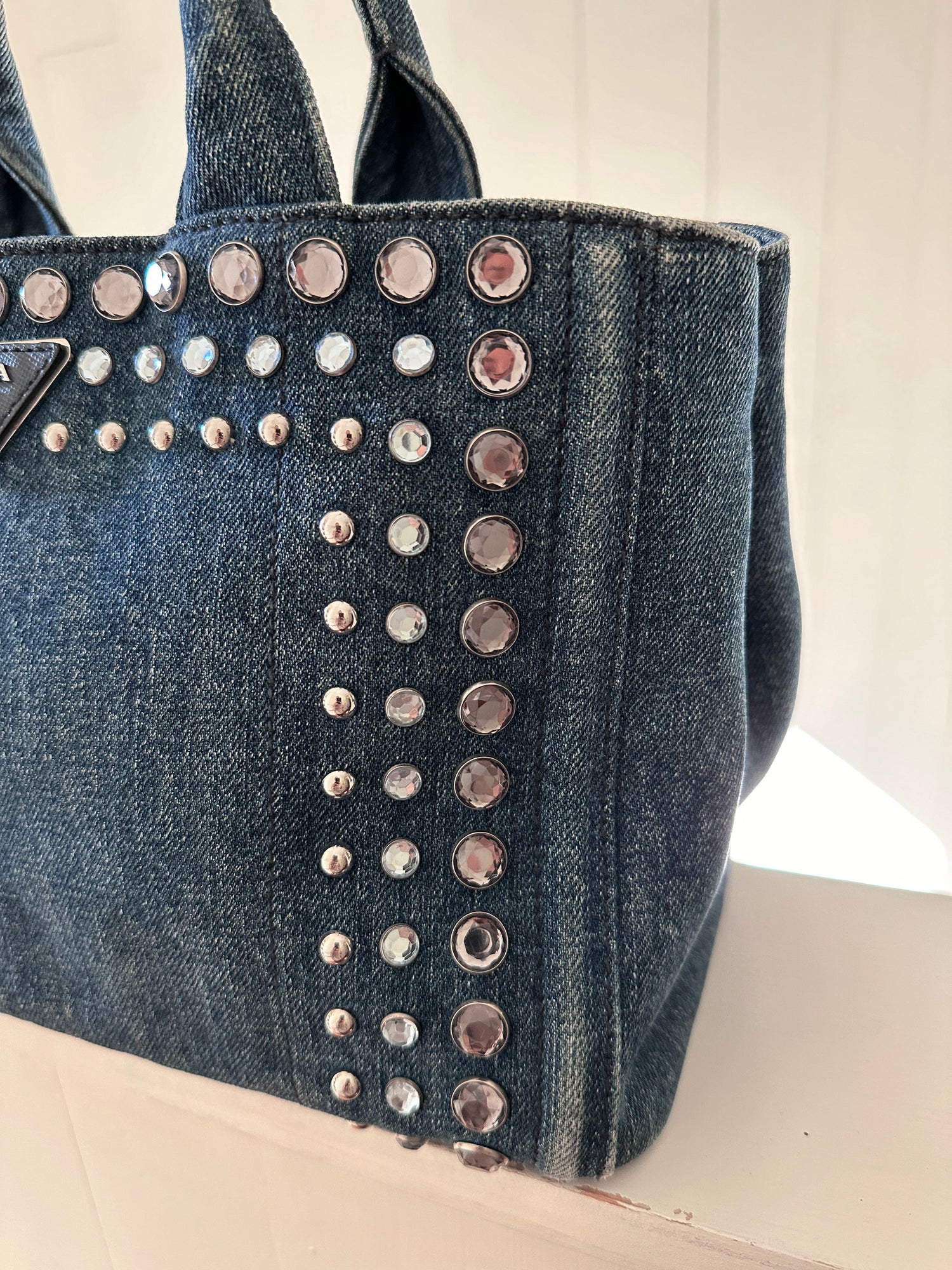 Prada Bijoux Small Denim Tote