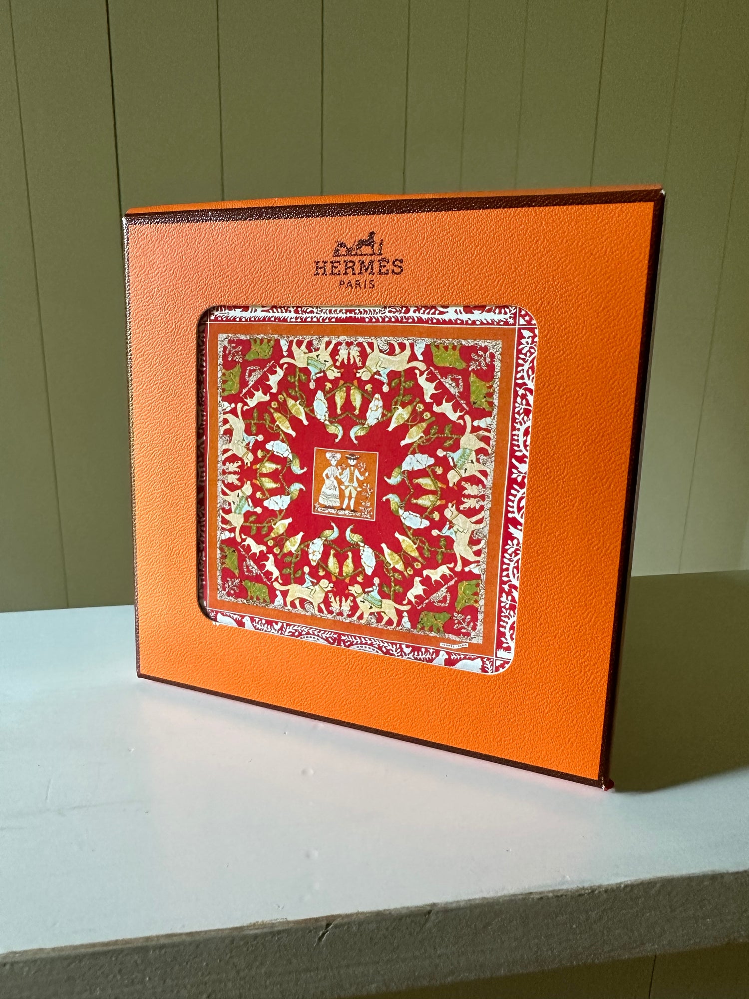 Hermes “Early America” Chiffon Scarf 45