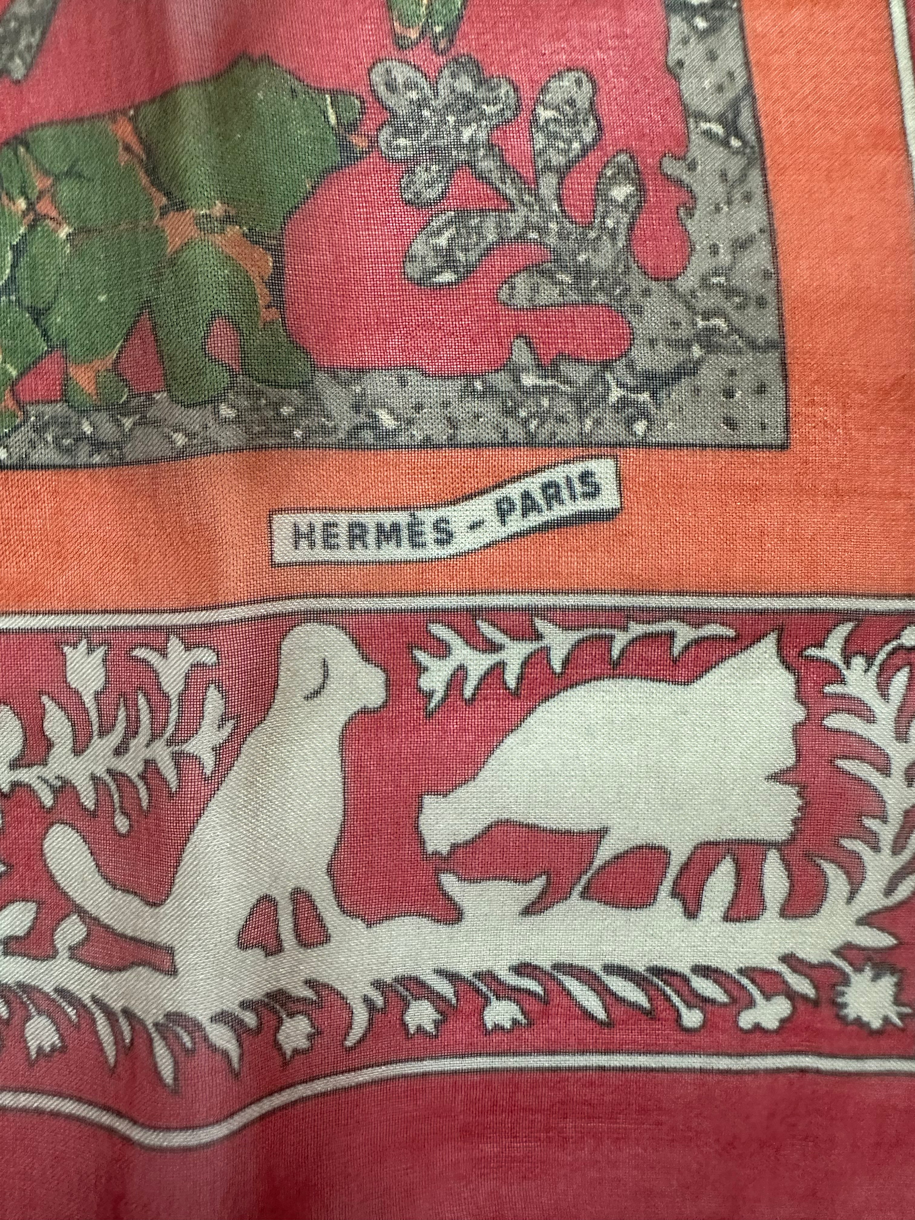 Hermes “Early America” Chiffon Scarf 45