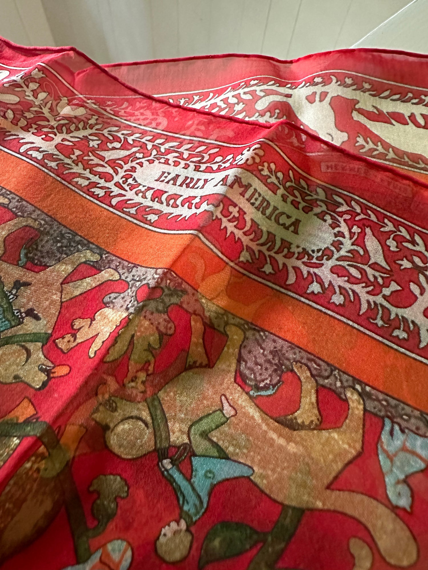 Hermes “Early America” Chiffon Scarf 45