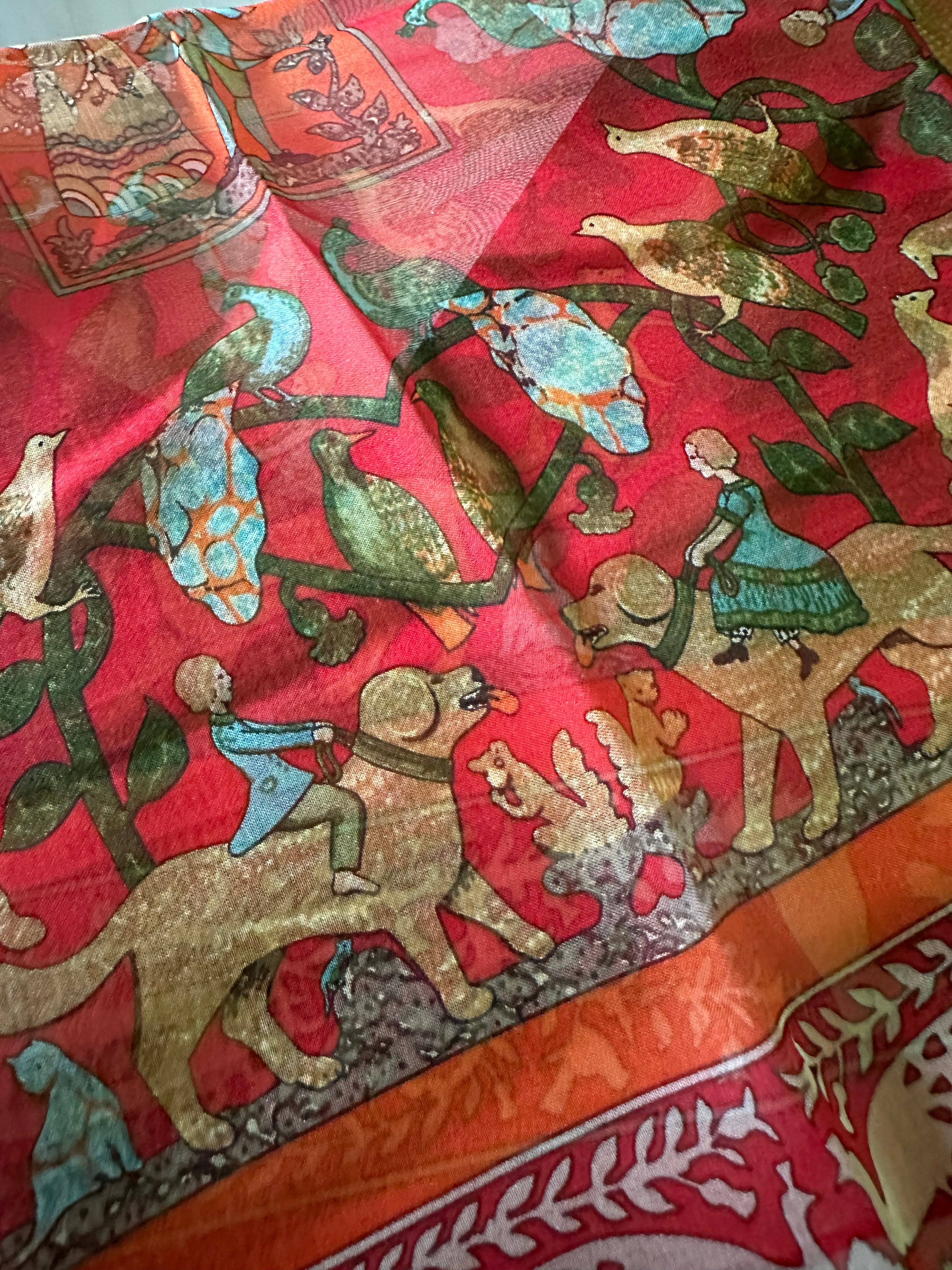 Hermes “Early America” Chiffon Scarf 45