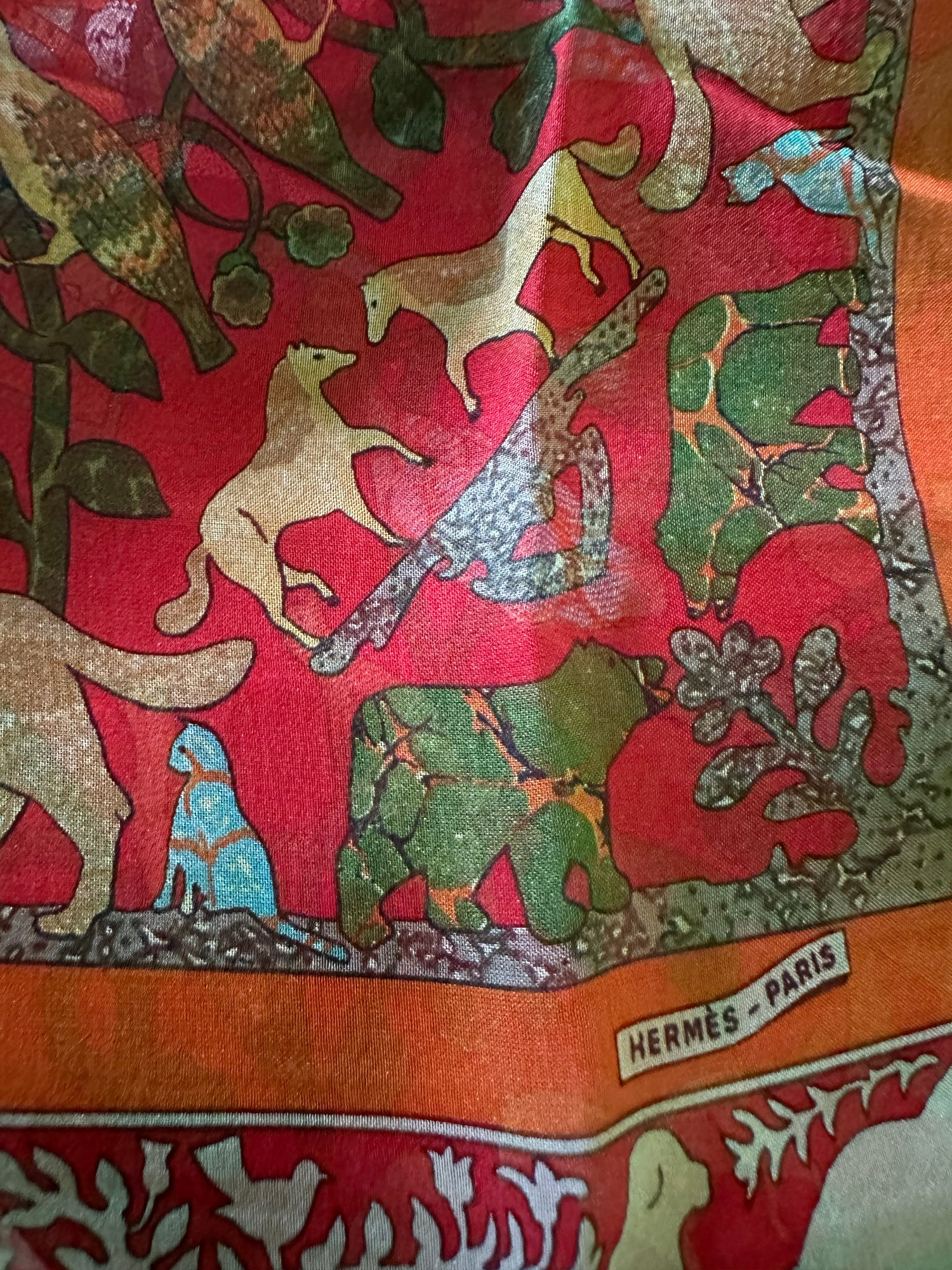 Hermes “Early America” Chiffon Scarf 45