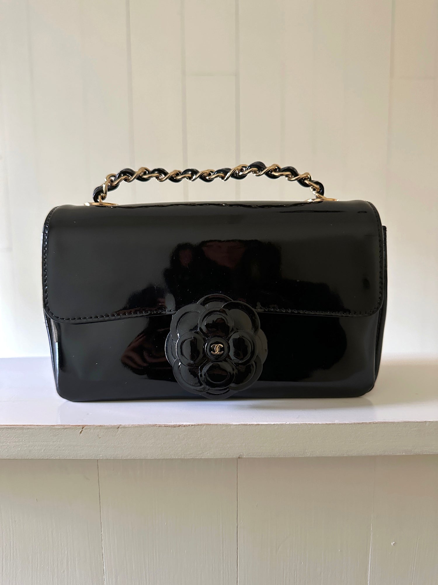 Chanel Mini Patent Camillia Bag