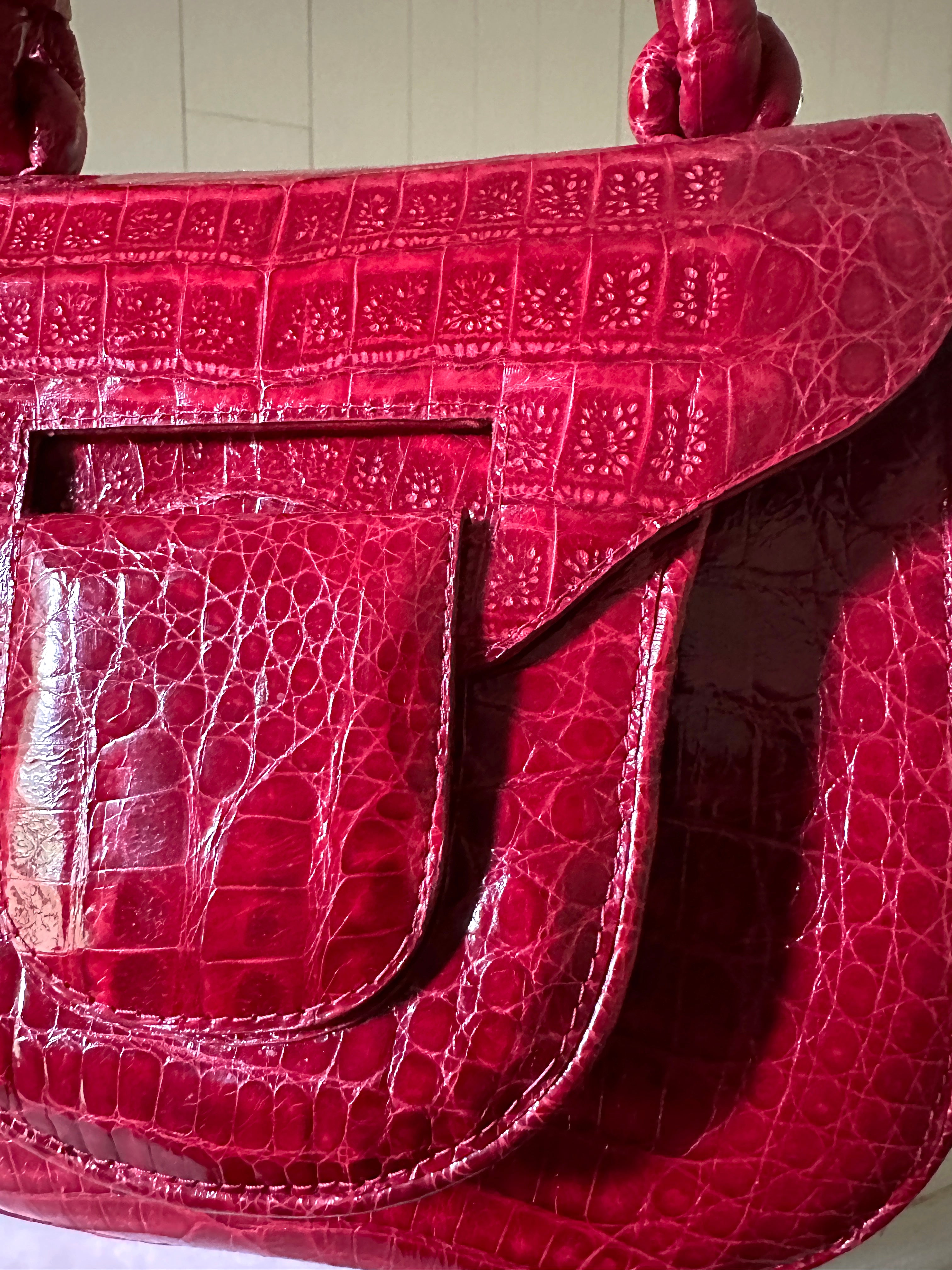 Nancy Gonzalez Crocodile Handle Bag - Burgundy Handle Bags, Handbags -  NAN38250
