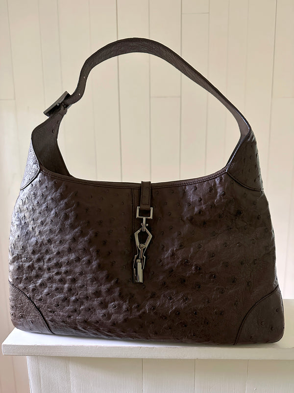 Gucci Ostrich Jackie Bouvier Hobo