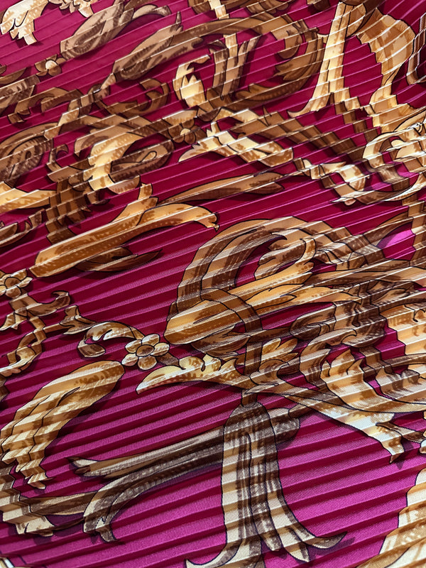 Hermès “Le Mors a la Conetable” Pleated Scarf 90