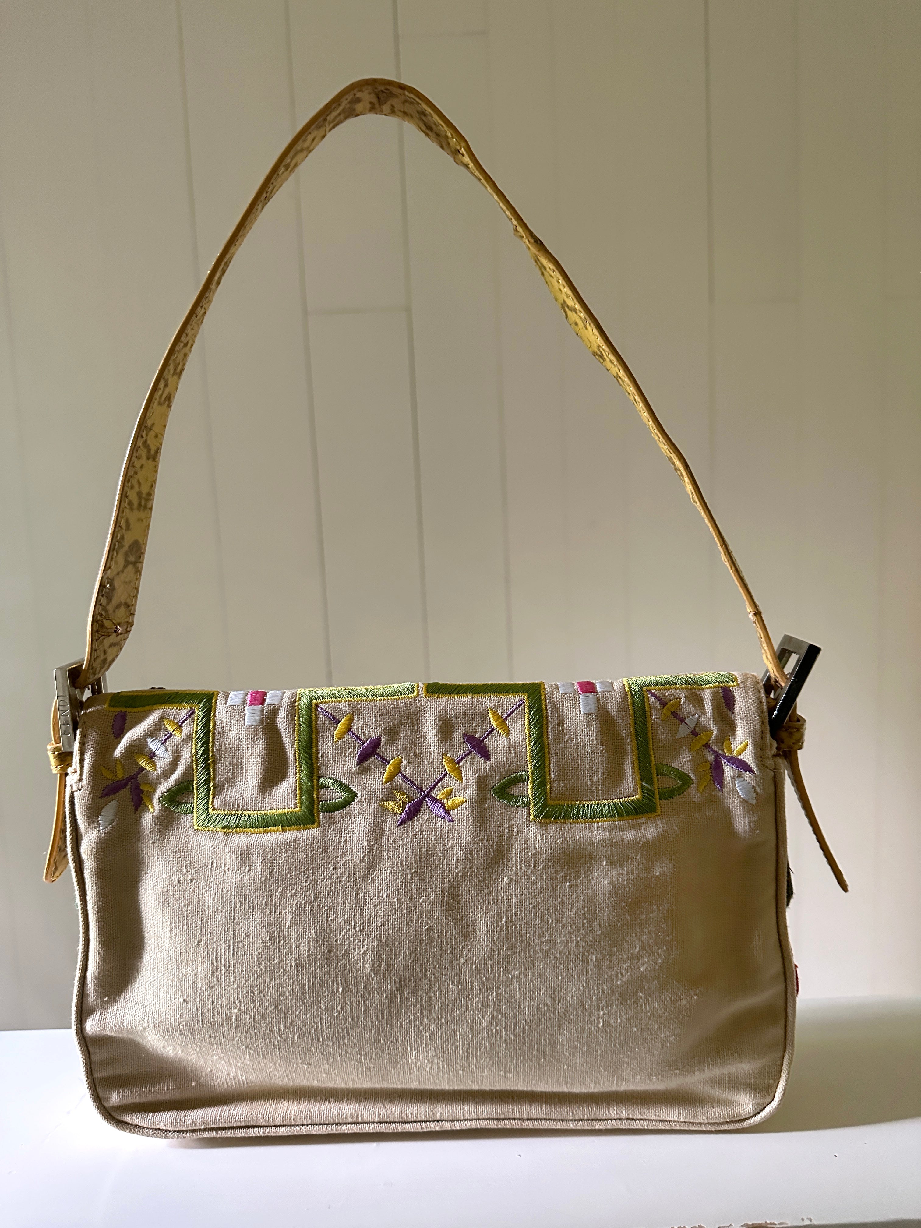 Fendi Embroidered Floral &amp; Mirror Baguette