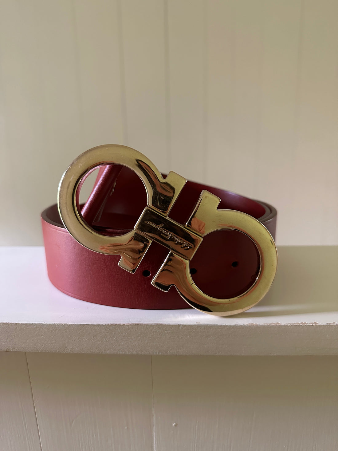 Salvatore Ferragamo Logo Leather Mens Belt