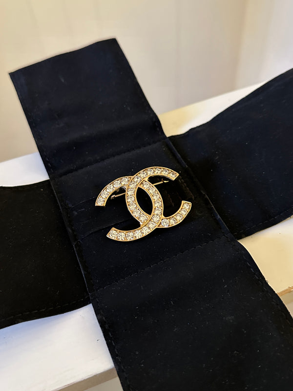 Chanel Vintage Strass CC Brooch