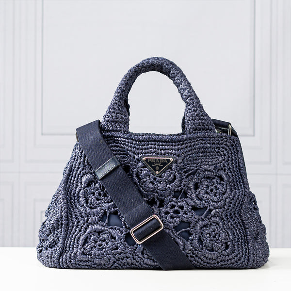 Prada Raffia Crochet Tote