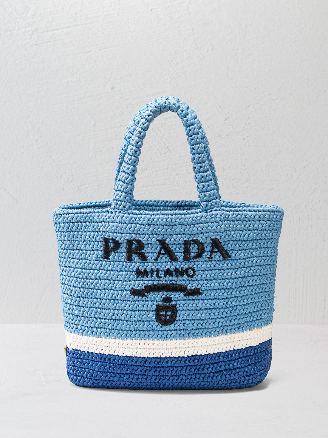 Prada Small Crochet Raffia Tote