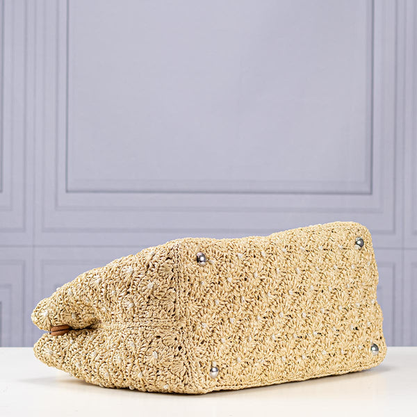 Prada Small Raffia Crochet Tote