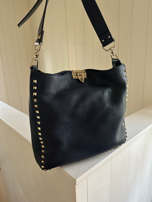 Valentino Navy Rockstud Crossbody Front