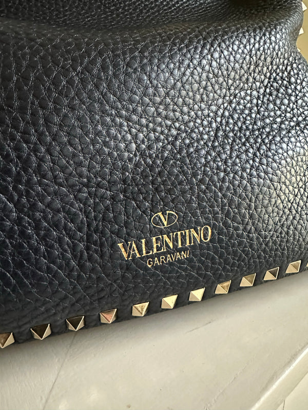 Valentino Navy Rockstud Crossbody Logo