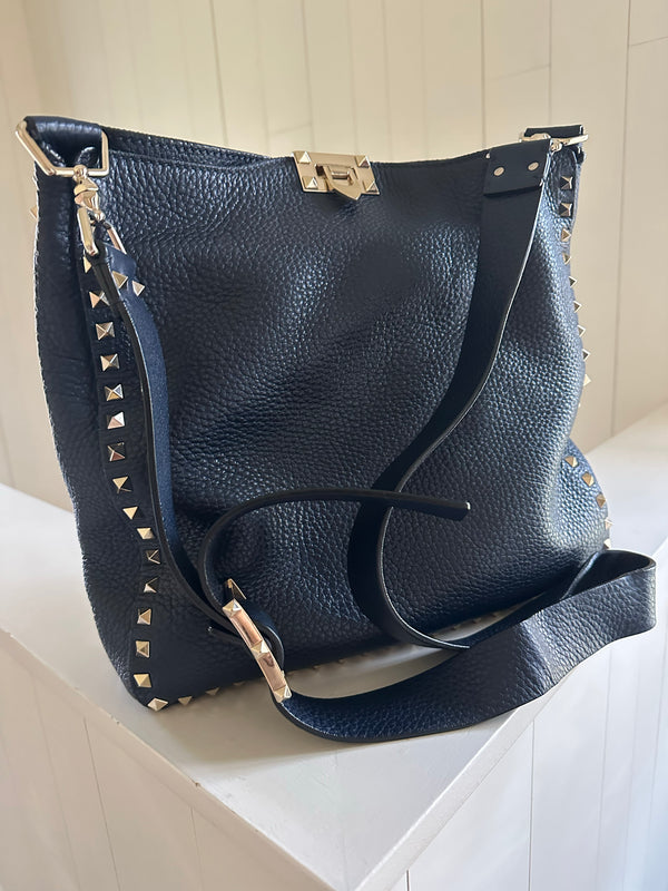 Valentino Navy Rockstud Crossbody Strap