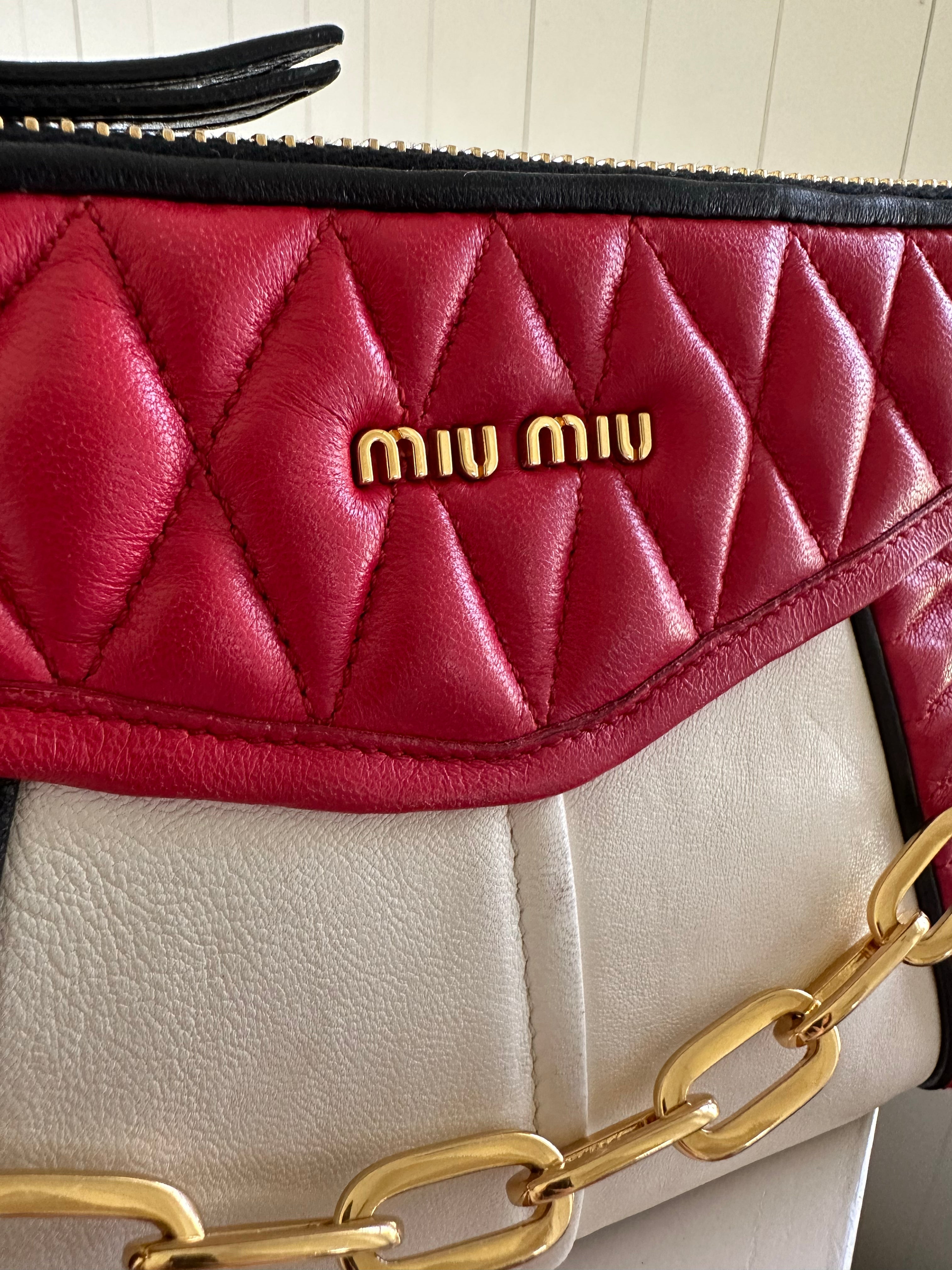 Miu Miu Chain-Link Crossbody Bag Logo