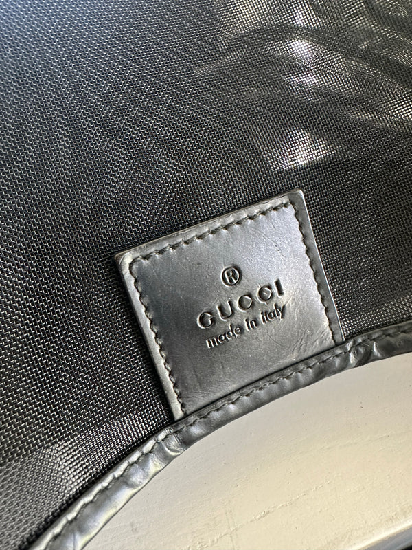 Gucci Mesh Bamboo Shoulder Bag Logo