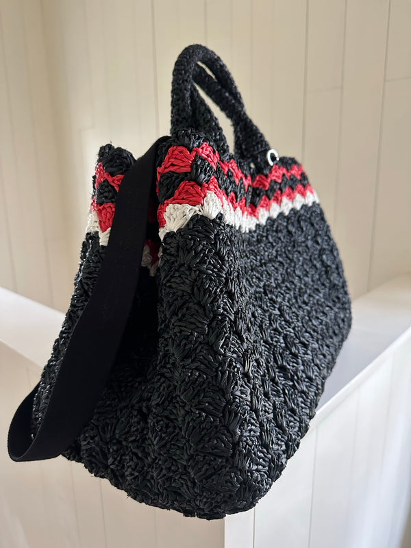 Prada Raffia Crochet Tote Side