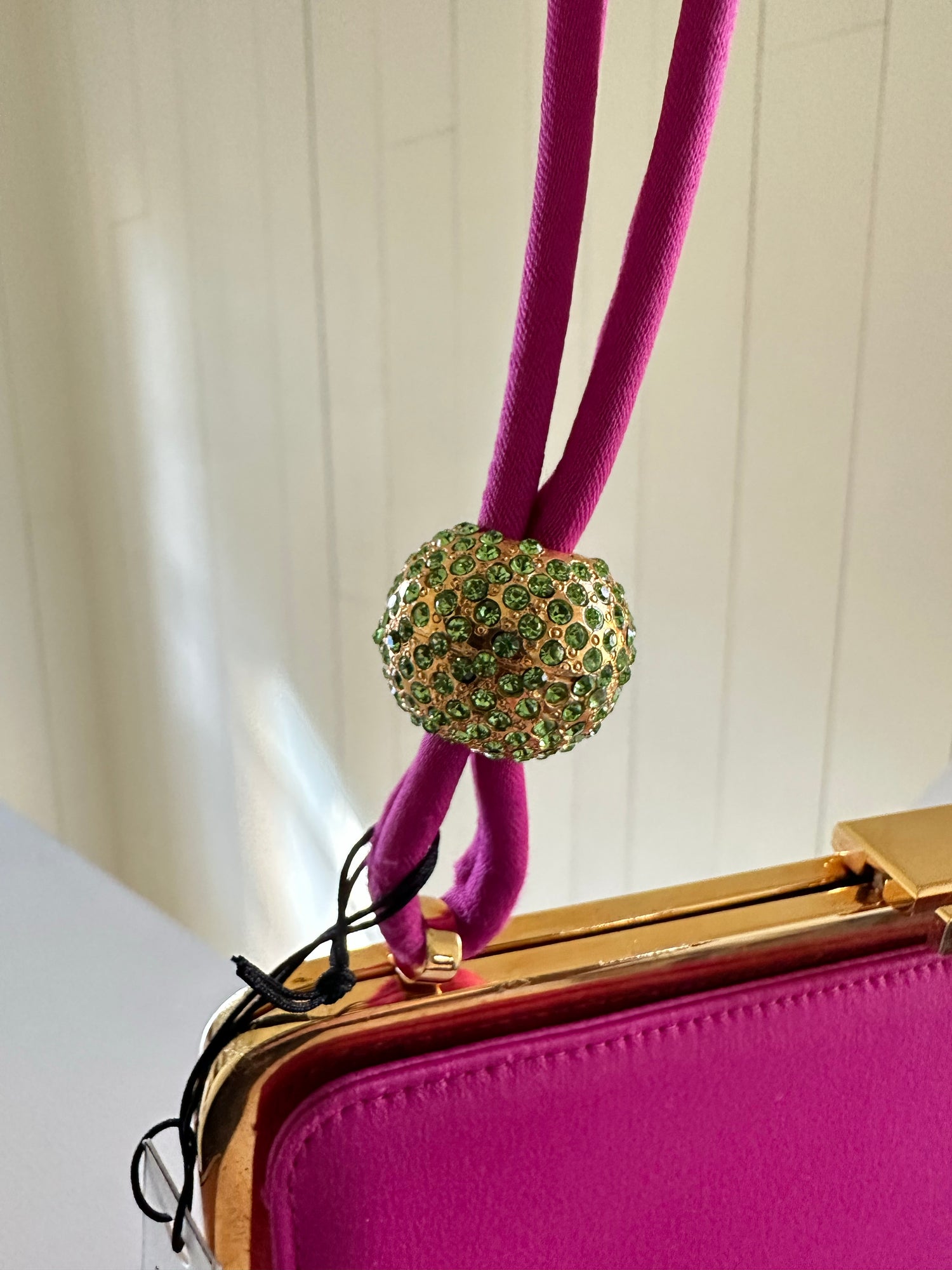 Gianni Versace Satin Embellished Shoulder Bag Crystal Detail