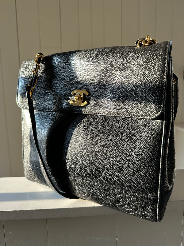 Chanel Triple Stitch CC Tote Front in Sun