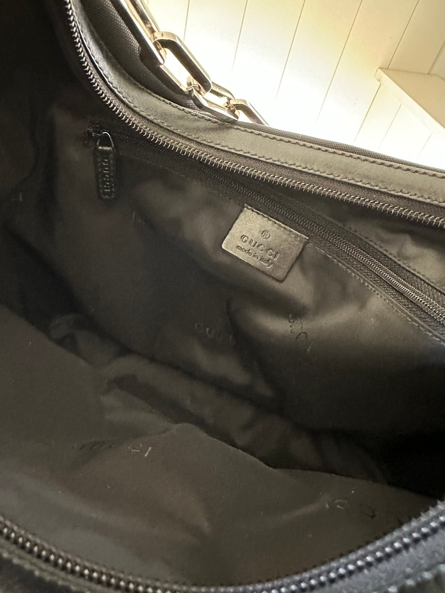 Gucci Nylon Chain Link Shoulder Bag Interior