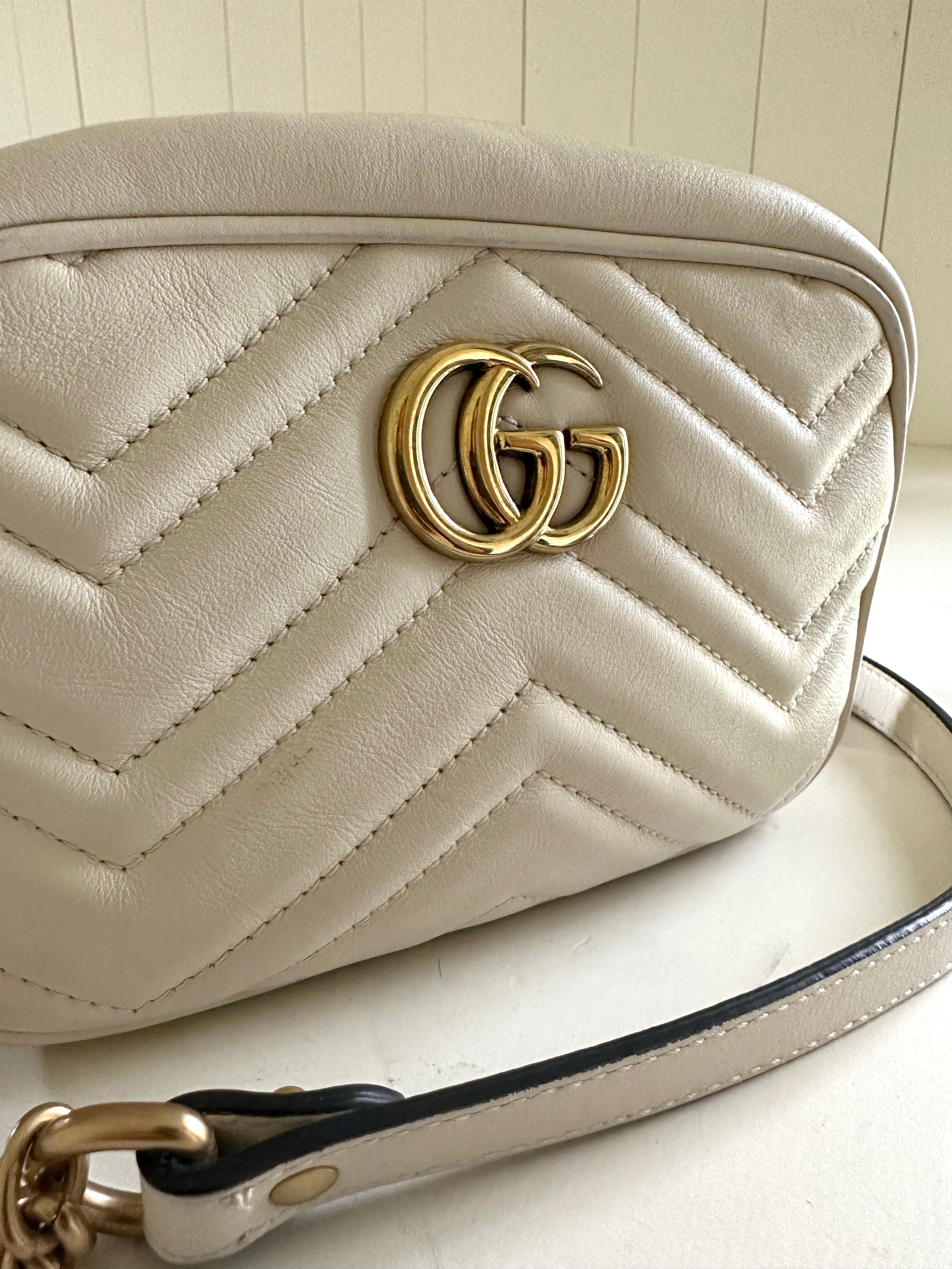 Gucci Small GG Marmont Matelassé Camera Bag Front Detail
