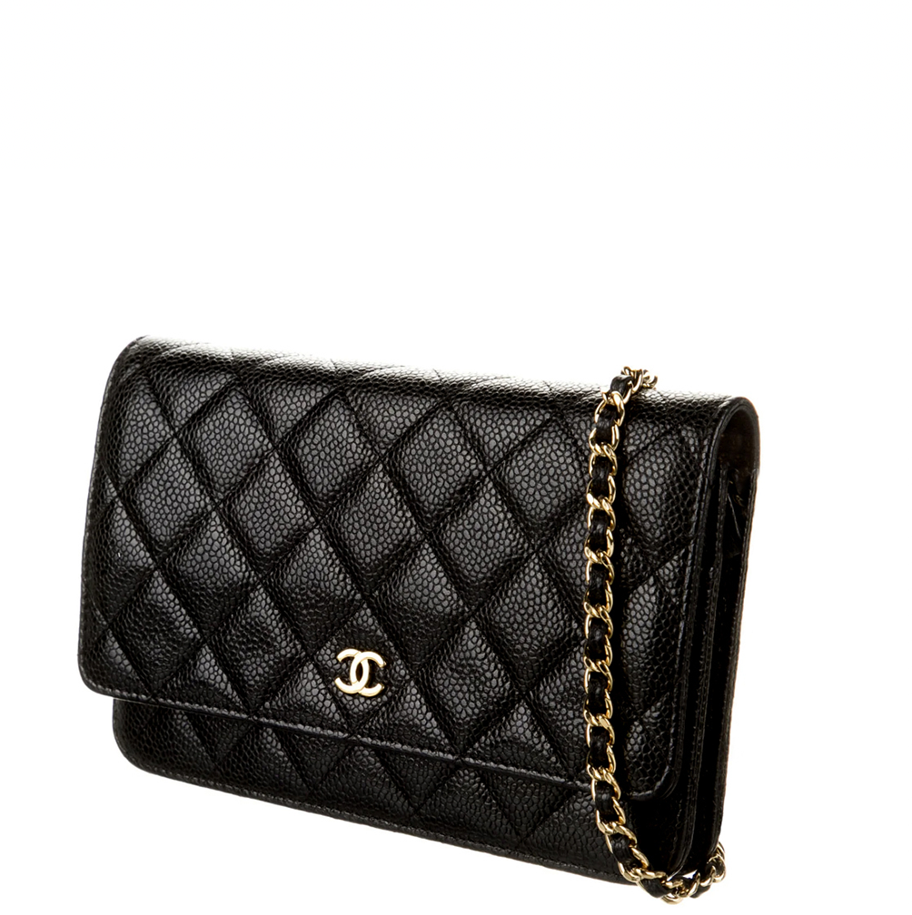 Chanel Caviar Wallet on Chain Side